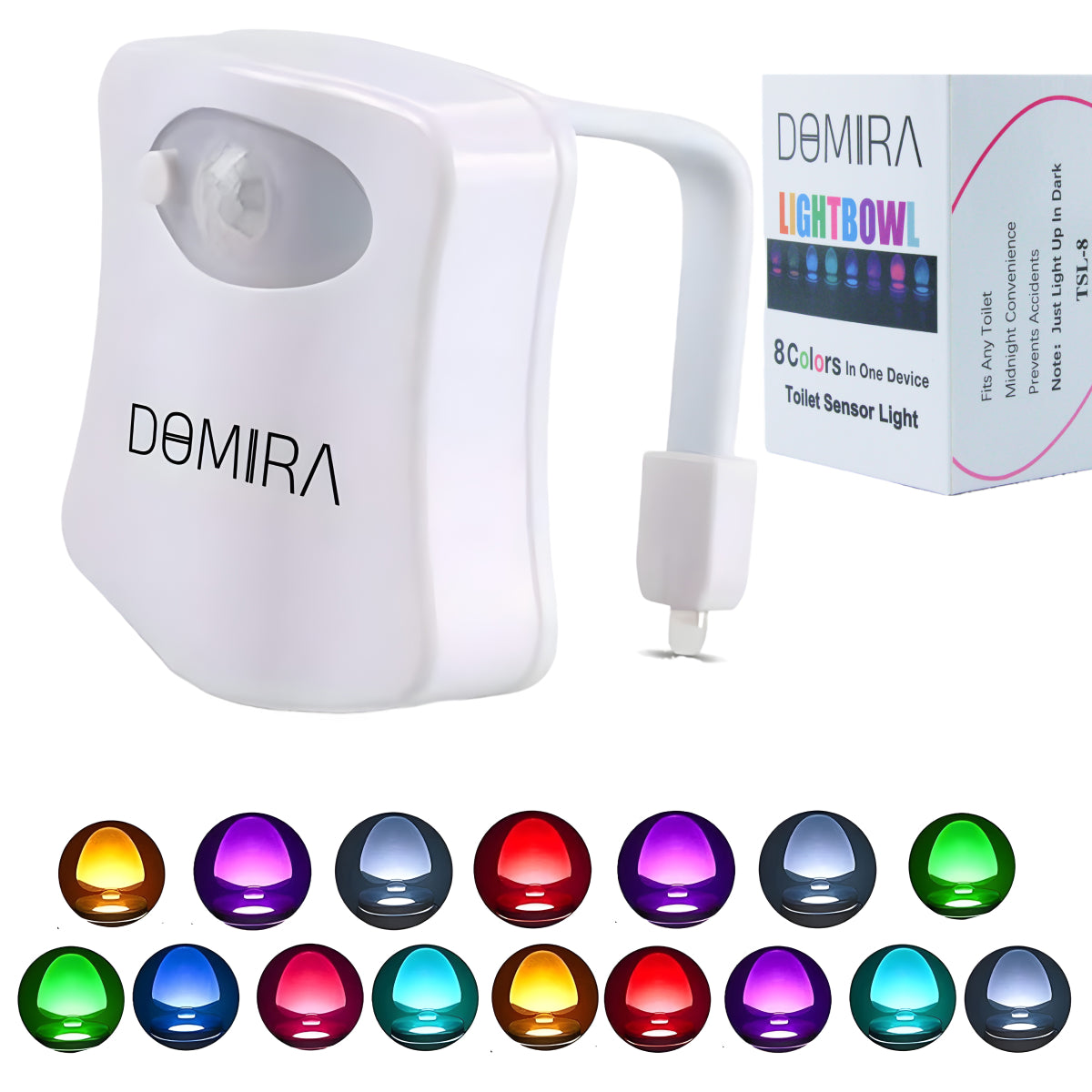 Motion Sensor Toilet Light – LED RGB Night Light with 16 Color Options Motion Sensor Toilet Light – LED RGB Night Light with 16 Color Options